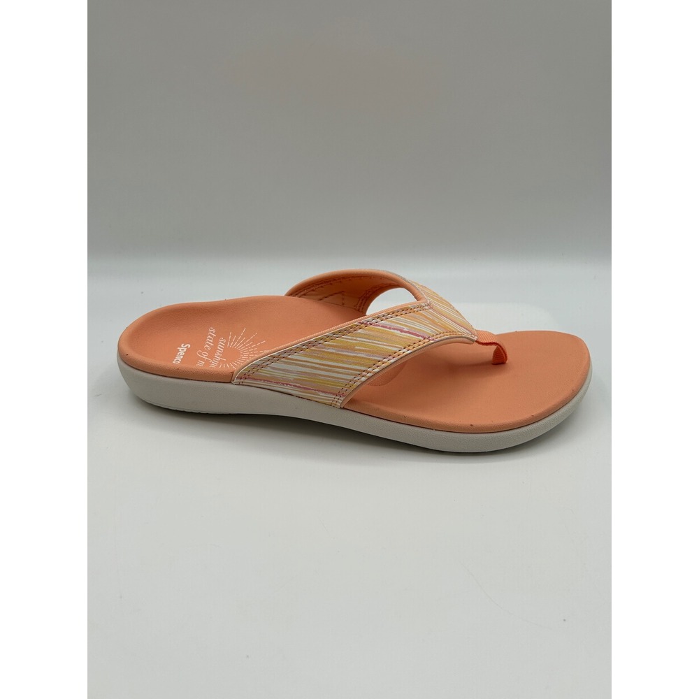 Spenco Flip Flop Sandals Women's 9D, Orange Striped  Orthotic Insole, NWOB